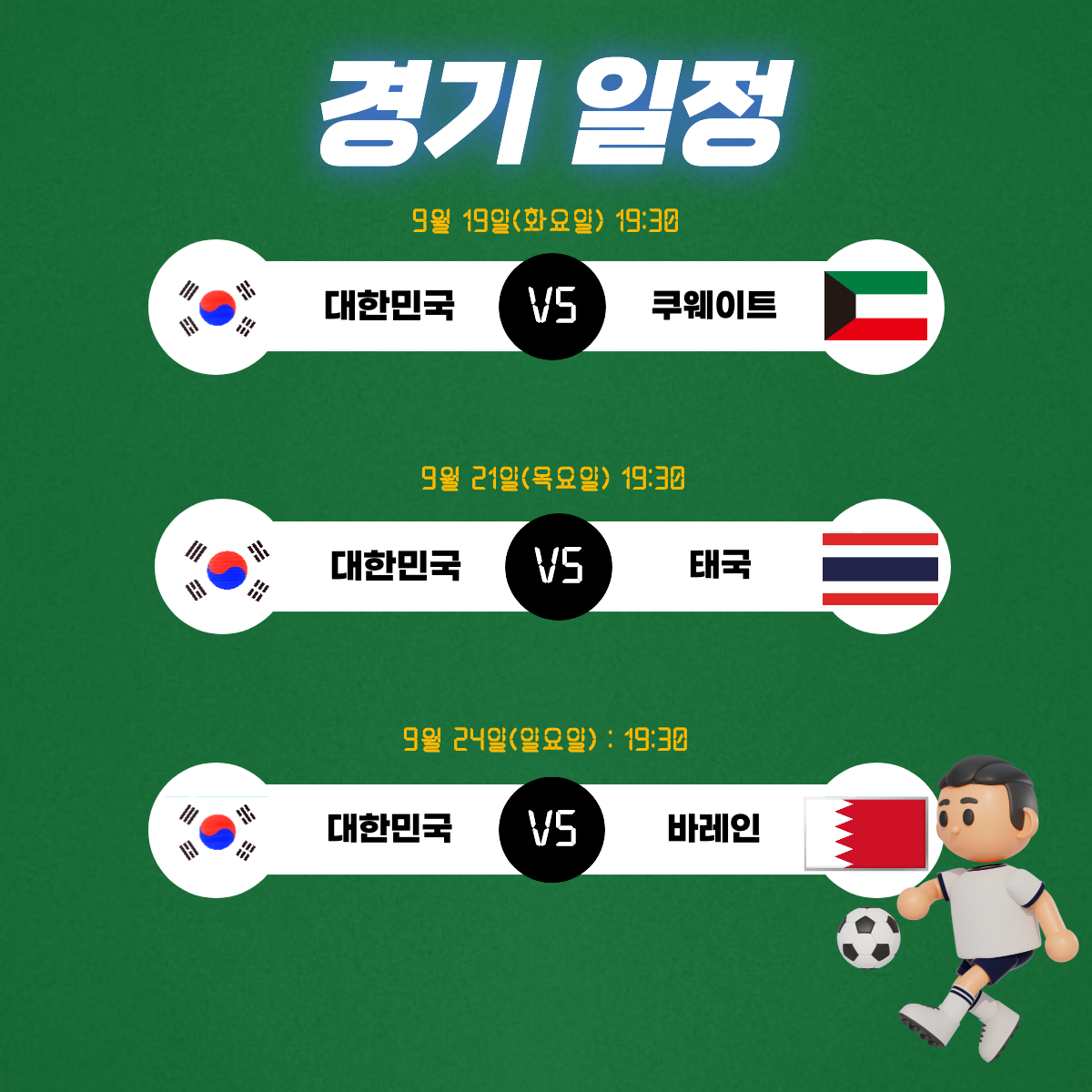 축구 조별 경기 일정