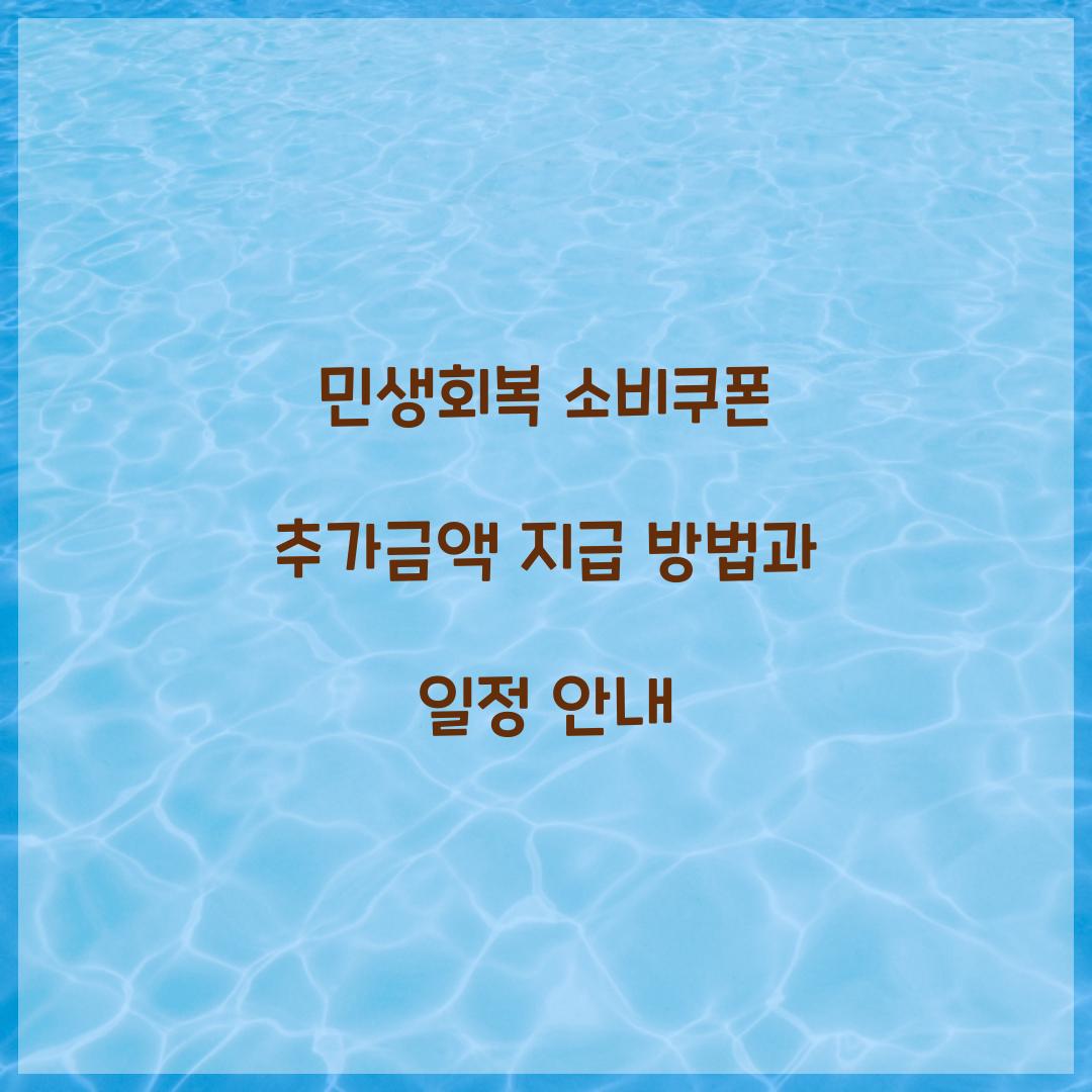 민생회복 소비쿠폰 추가금액 지급