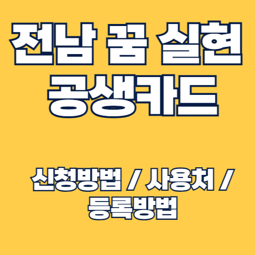2025년 전남 꿈 실현 공생카드 신청방법 및 사용처, 등록방법 안내