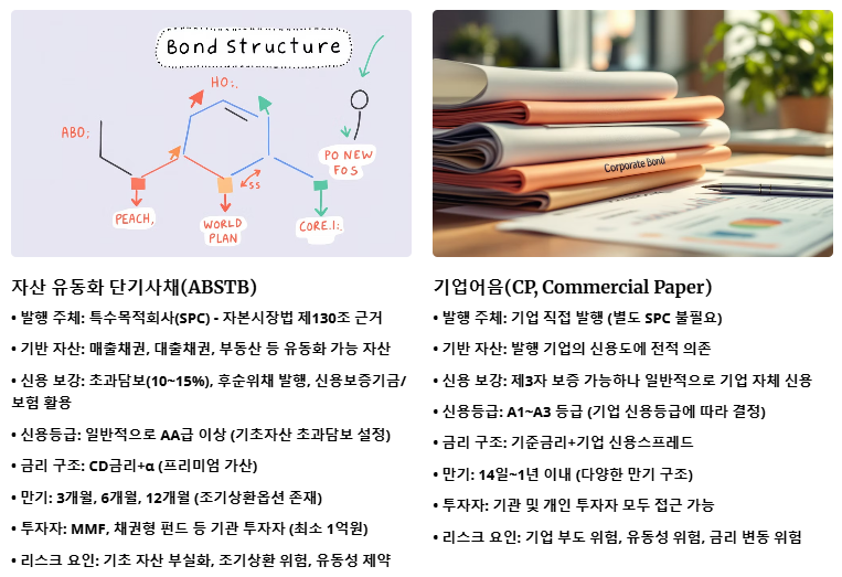 자산 유동화 단기사채와 일반 회사채 비교