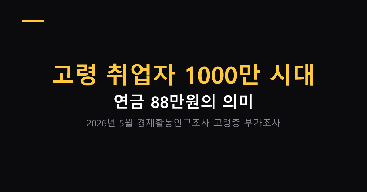 고령 취업자 1000만 시대 연금 88만원 대표 이미지