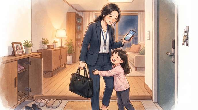 퇴근 후 아이를 맞이하는 워킹맘