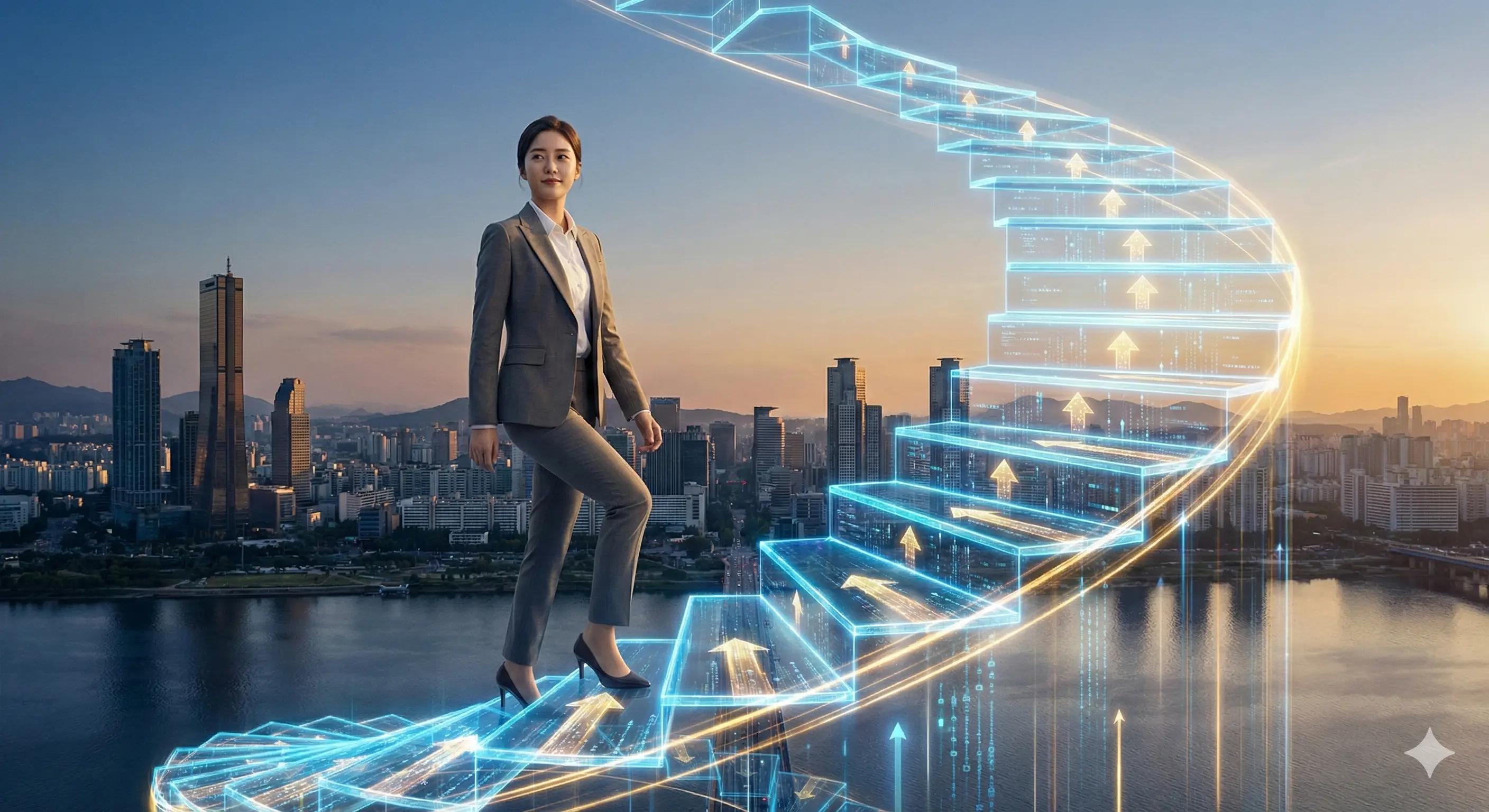 사회적 계층 이동 사다리를 오르는 청년의 모습