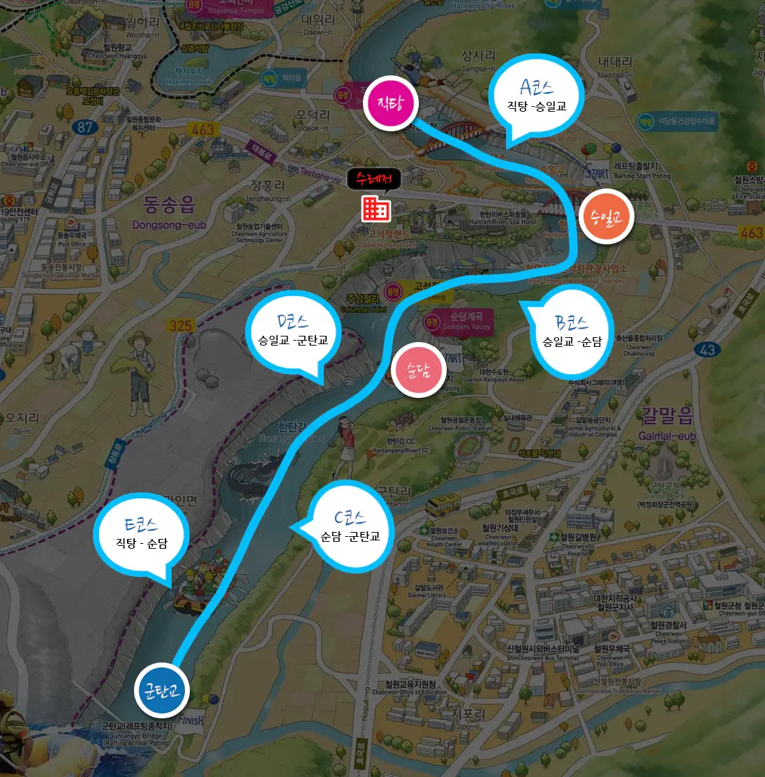 한탄강래프팅-코스