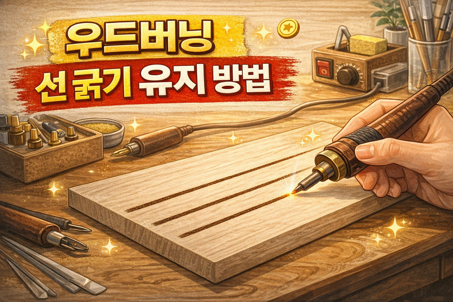 우드버닝 선 굵기 일정하게 유지하는 방법– 손 이동 거리와 속도 균형 기준