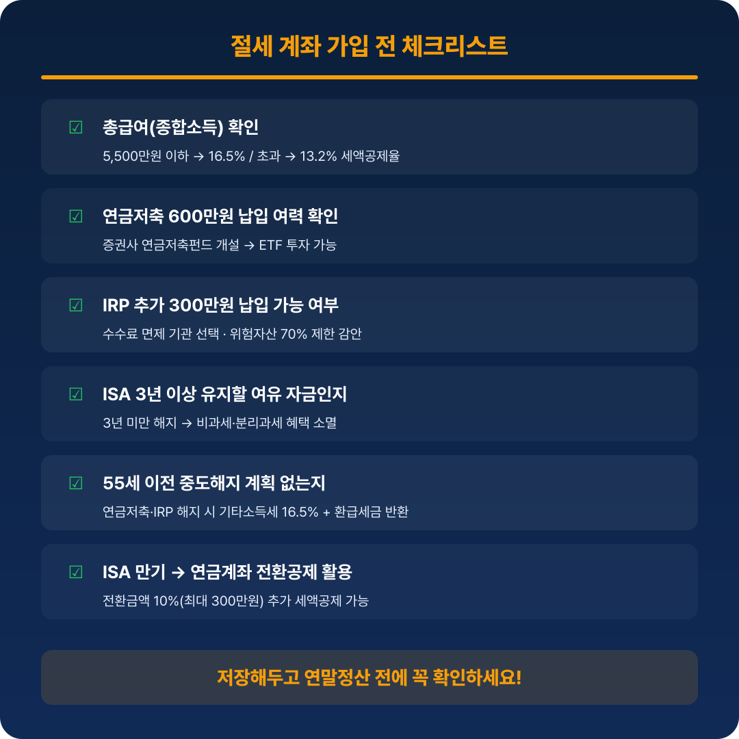 절세 계좌 가입 전 확인사항