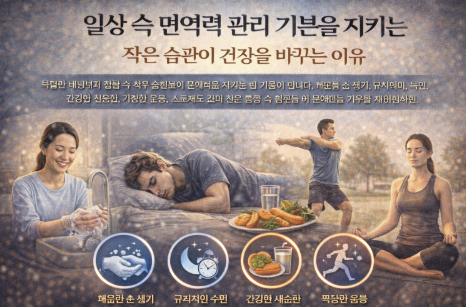 작은 습관을 지키며 면연력 관리하는 모습