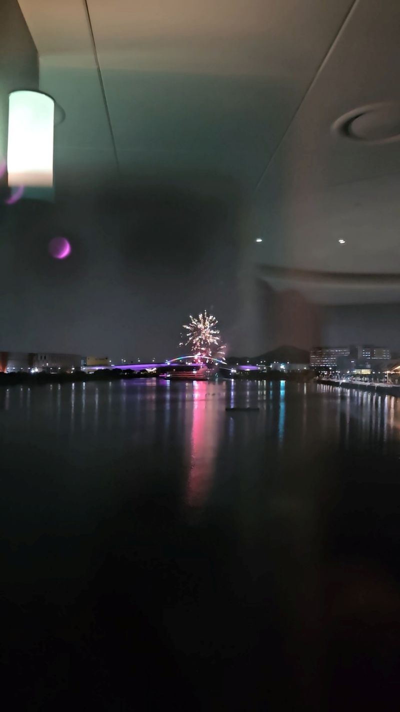 직접 찍은 김포 마리나베이 호텔 실내수영장에서 본 불꽃놀이 모습