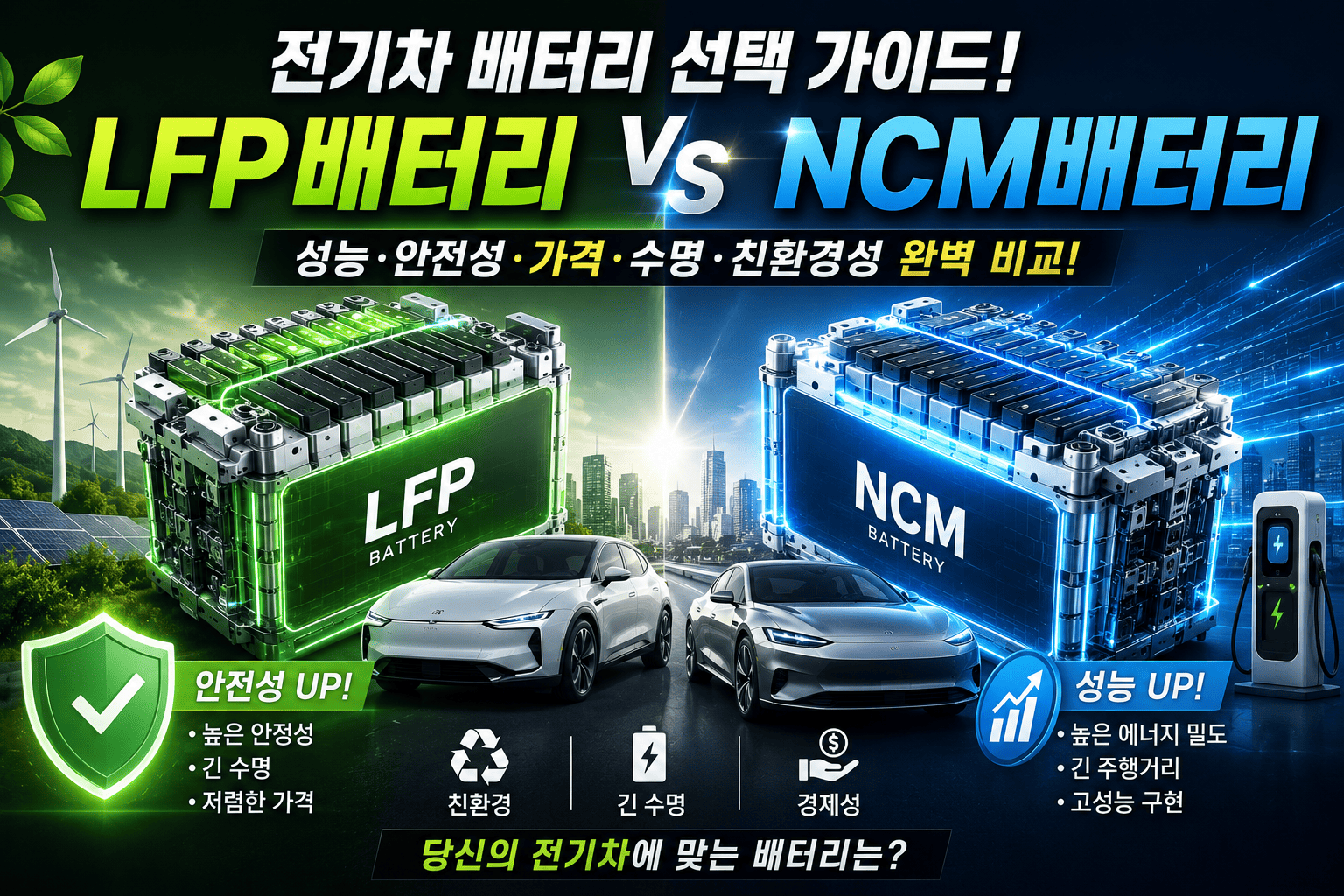 친환경 전기차 배터리 기술 (LFP배터리, NCM배터리, 성능분석)