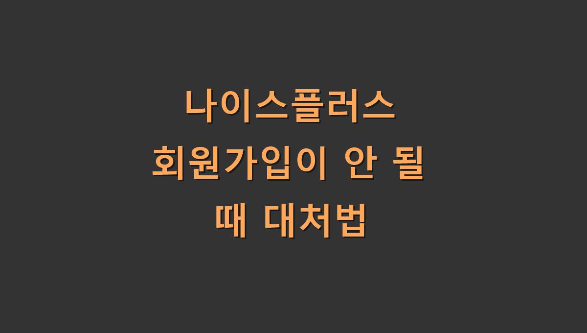 나이스플러스 회원가입이 안 될 때 대처법
