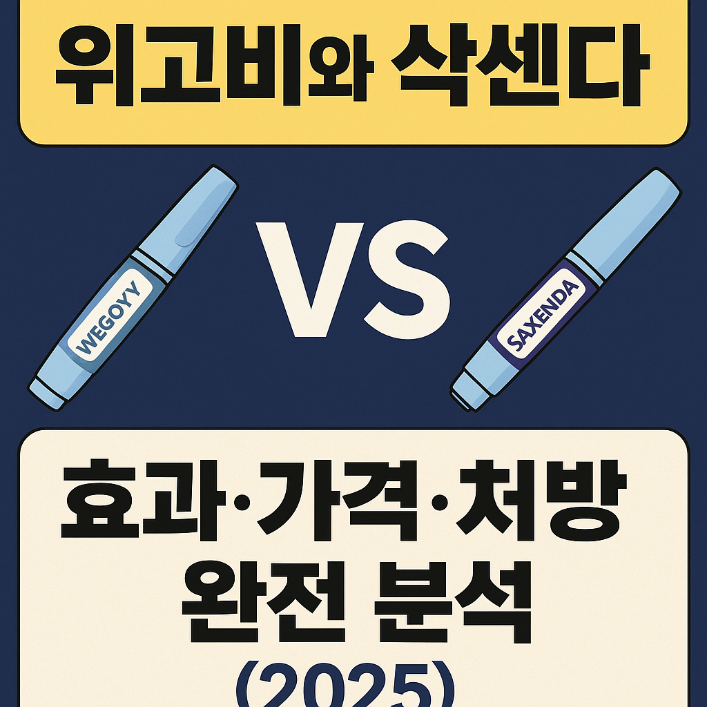 위고비와 삭센다 비교 이미지 - 효과, 가격, 처방 조건 완전 분석 (2025)

