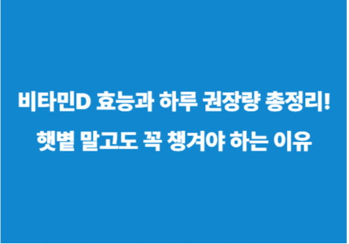 비타민D 효능과 하루 권장량 총정리! 햇볕 말고도 꼭 챙겨야 하는 이유