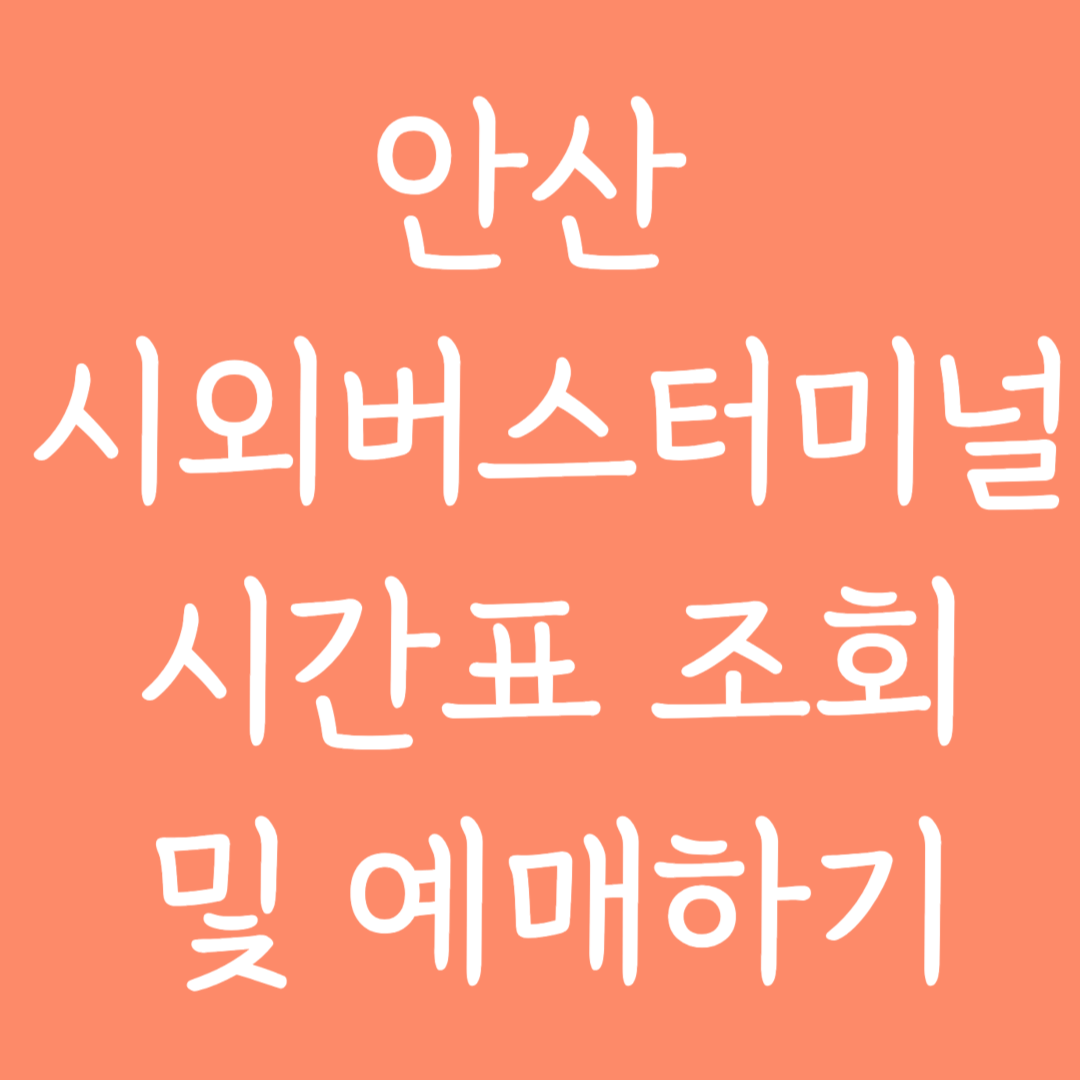 안산 시외버스터미널 시간표 조회 및 예매하기