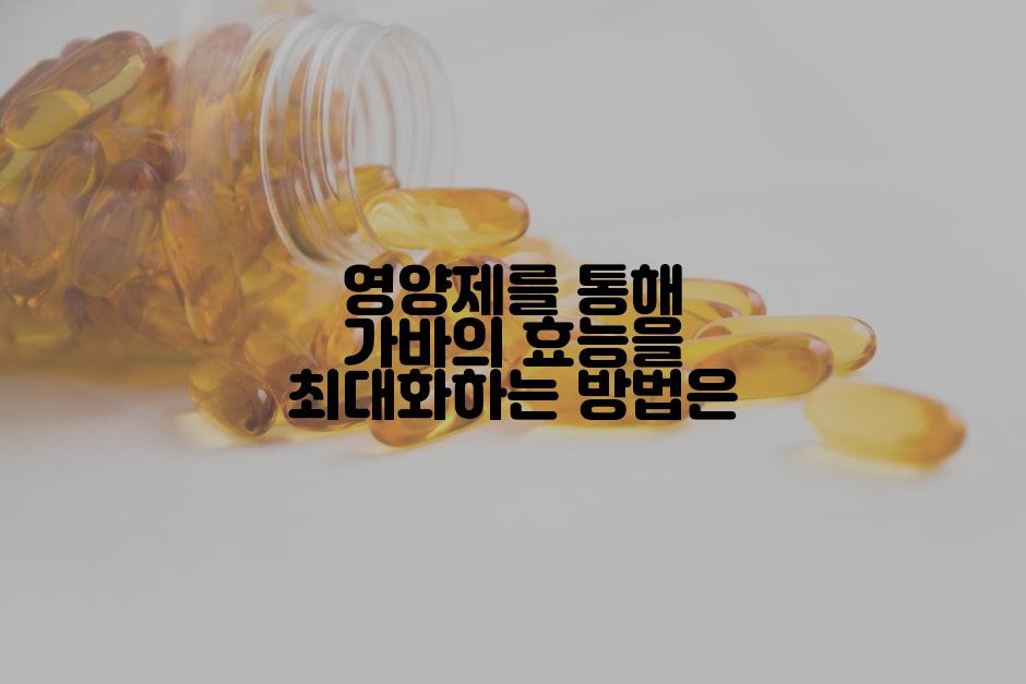 영양제를 통해 가바의 효능을 최대화하는 방법은