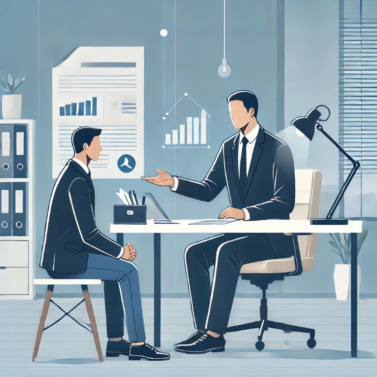 국민연금 관련 청구를 위해 전문가와 상담을 진행하는 장면