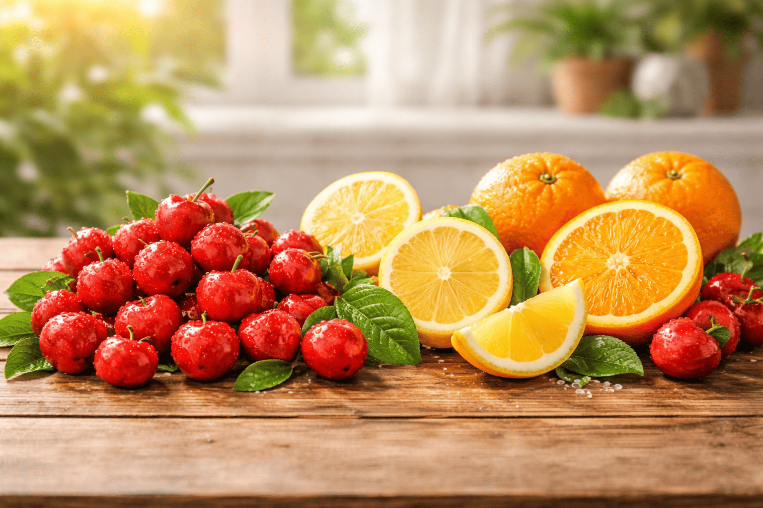 비타민C 과일 비교 (아세로라, 레몬, 오렌지)