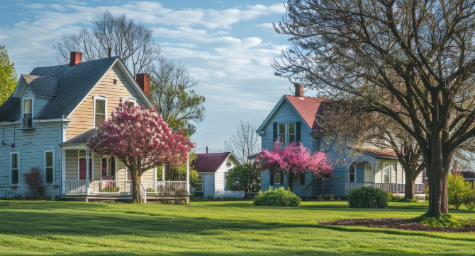 homes with pink blossoms