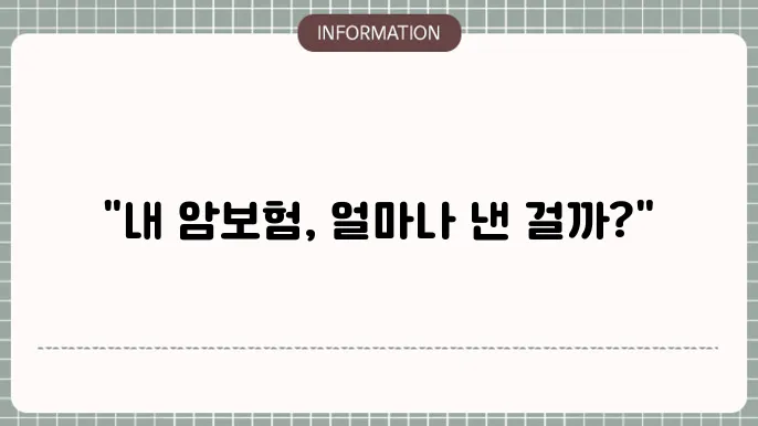 암보험 얼마 실제 납입금액 확인