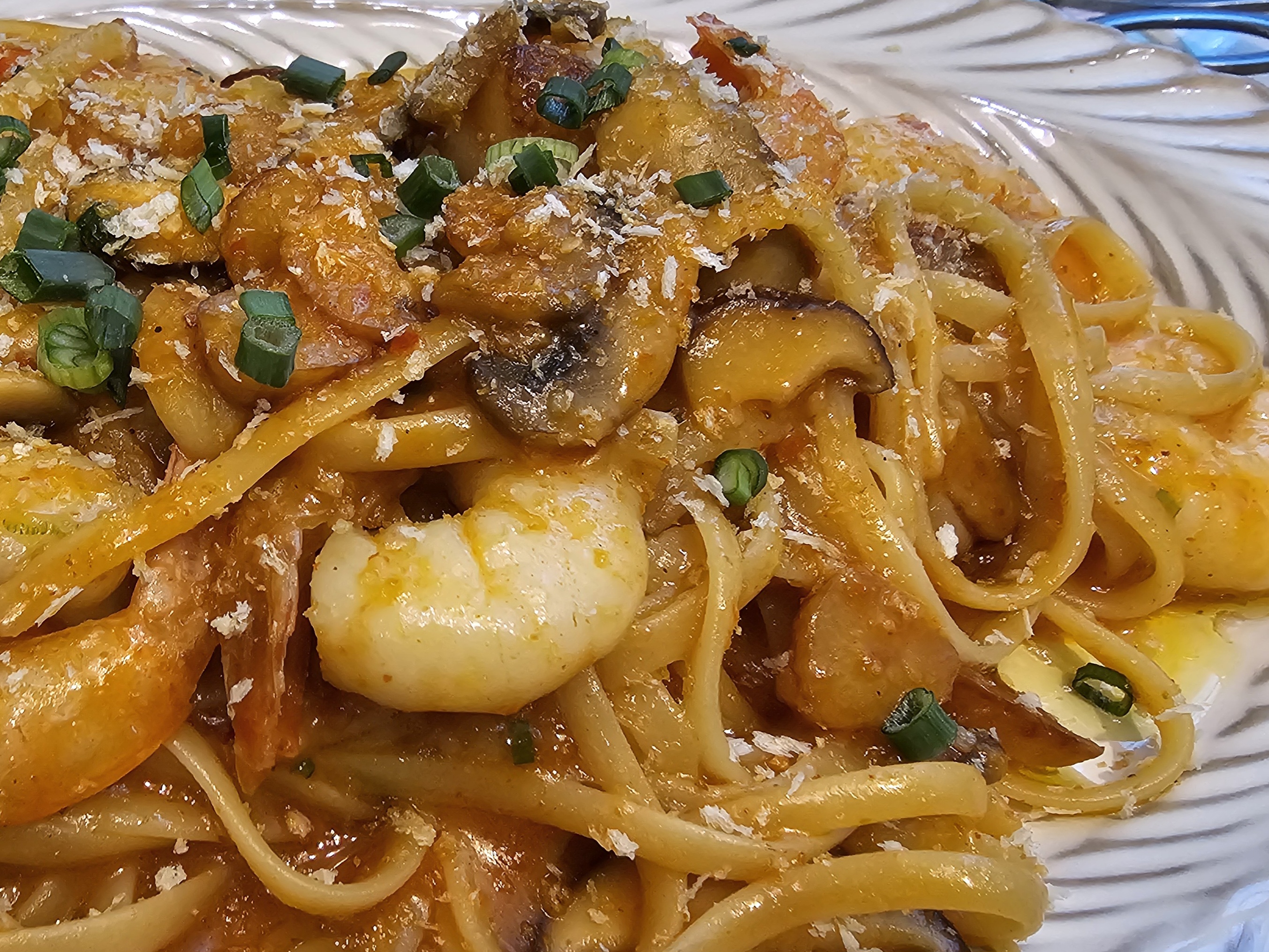 산본 포트럭 오로사 새우 오일 파스타 클로즈 업