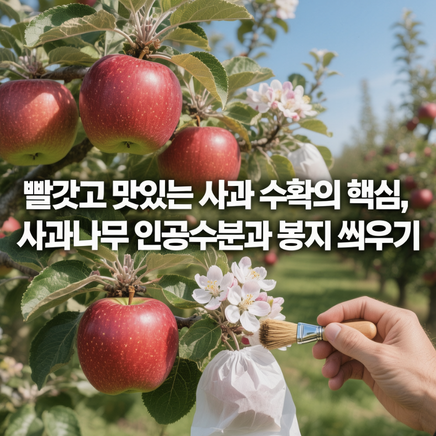 빨갛고 맛있는 사과 수확의 핵심, 사과나무 인공수분과 봉지 씌우기