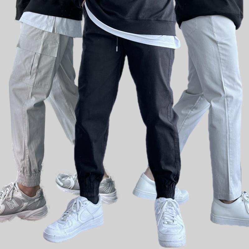 남자 조거팬츠 봄 여름 카고바지 남성 밴딩팬츠 워싱 면바지