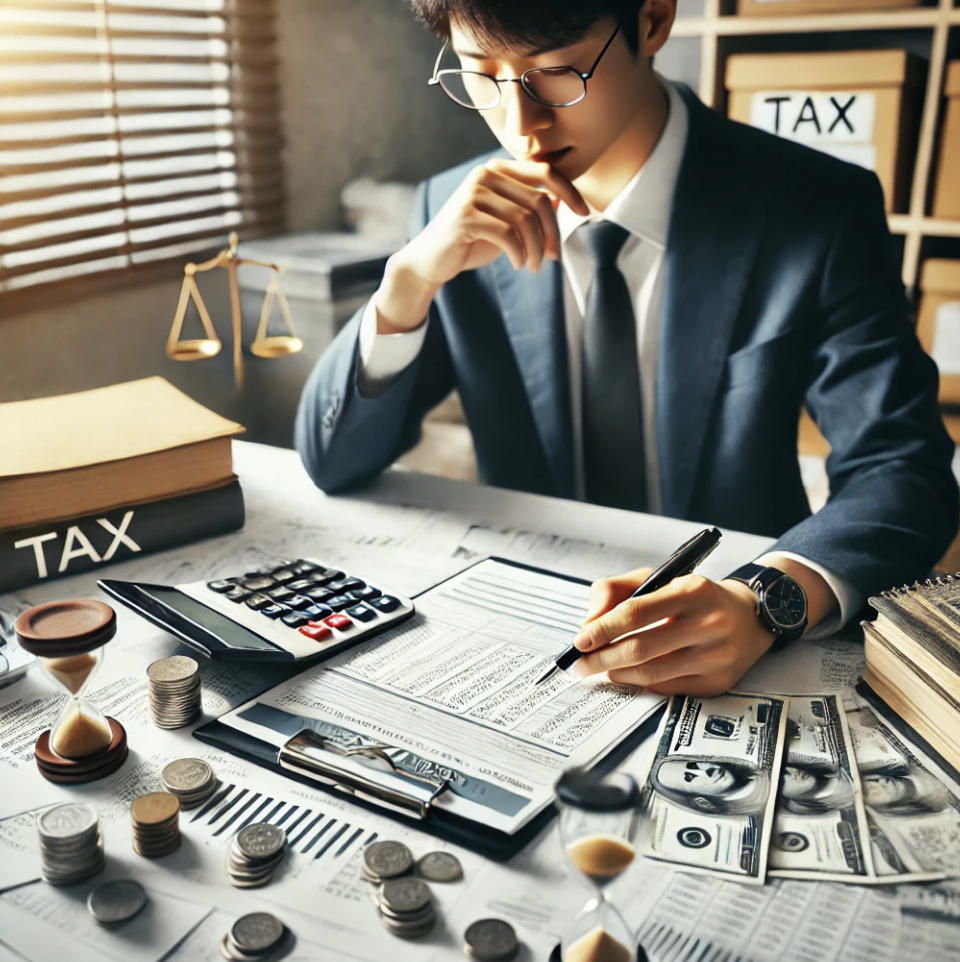 재무 서류를 검토하는 회계사