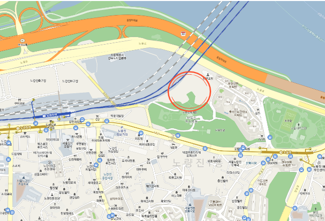 동작구 수방사 아파트 예정 부지 표시