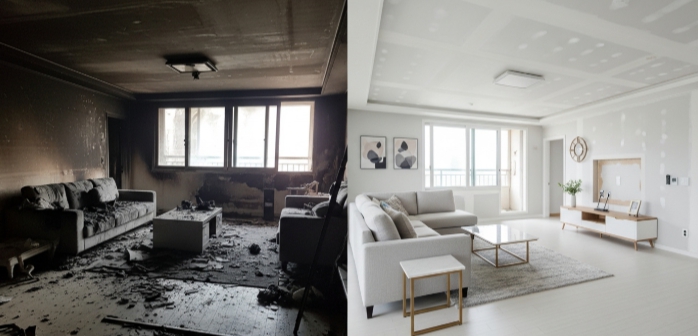 천안시 화재청소 작업 전후 모습 비교