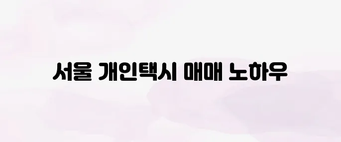 서울 개인택시 시세 및 매매 방법 총정리