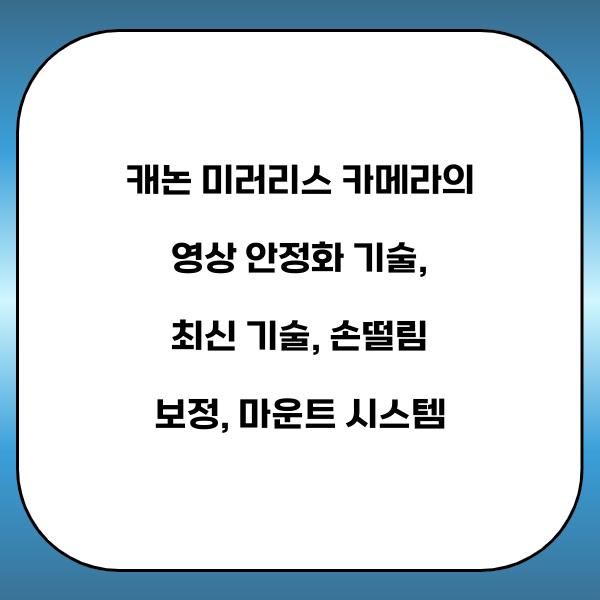 캐논 미러리스 카메라의 영상 안정화 기술