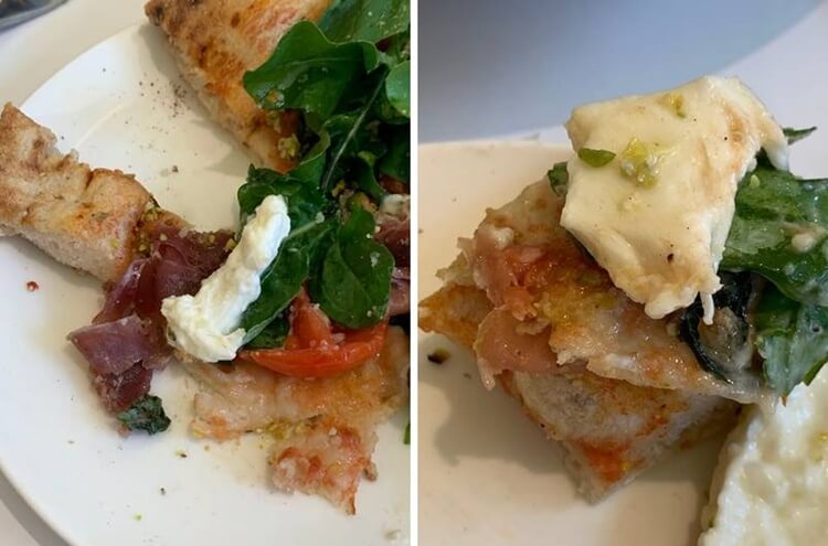 토마토가 보이는 피자 조각