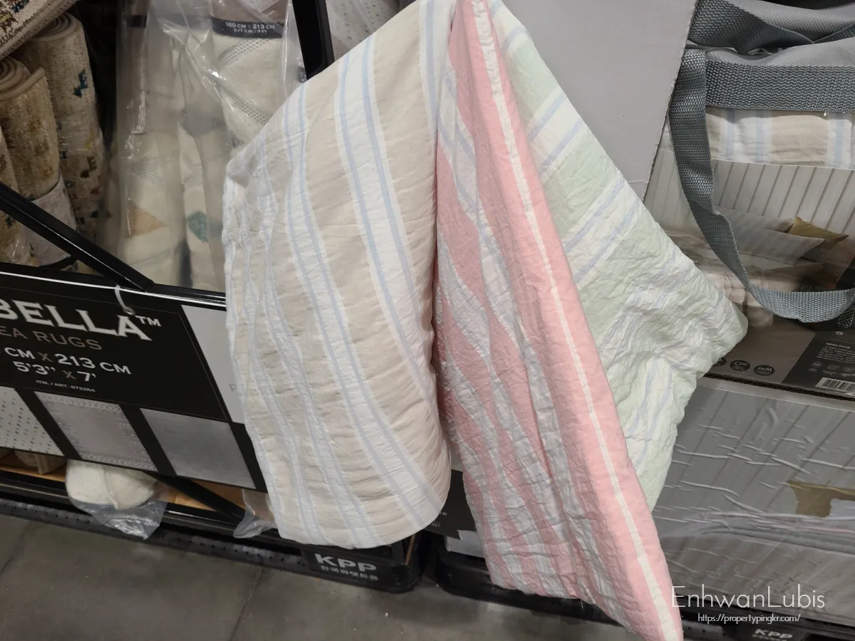 이불샘플-줄무늬패턴-베이지색-핑크색-민트색-3종류