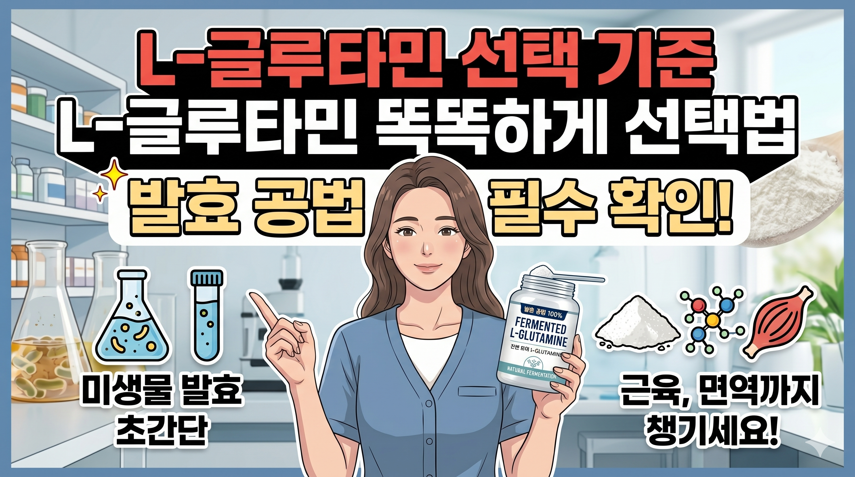 글루타민 고르는 법에 대해 예고하는 블로그 섬네일 이미지