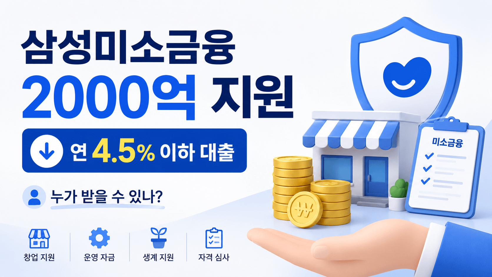 삼성미소금융 2000억원 지원 시작되나? 연 4.5% 대출 대상과 신청 조건