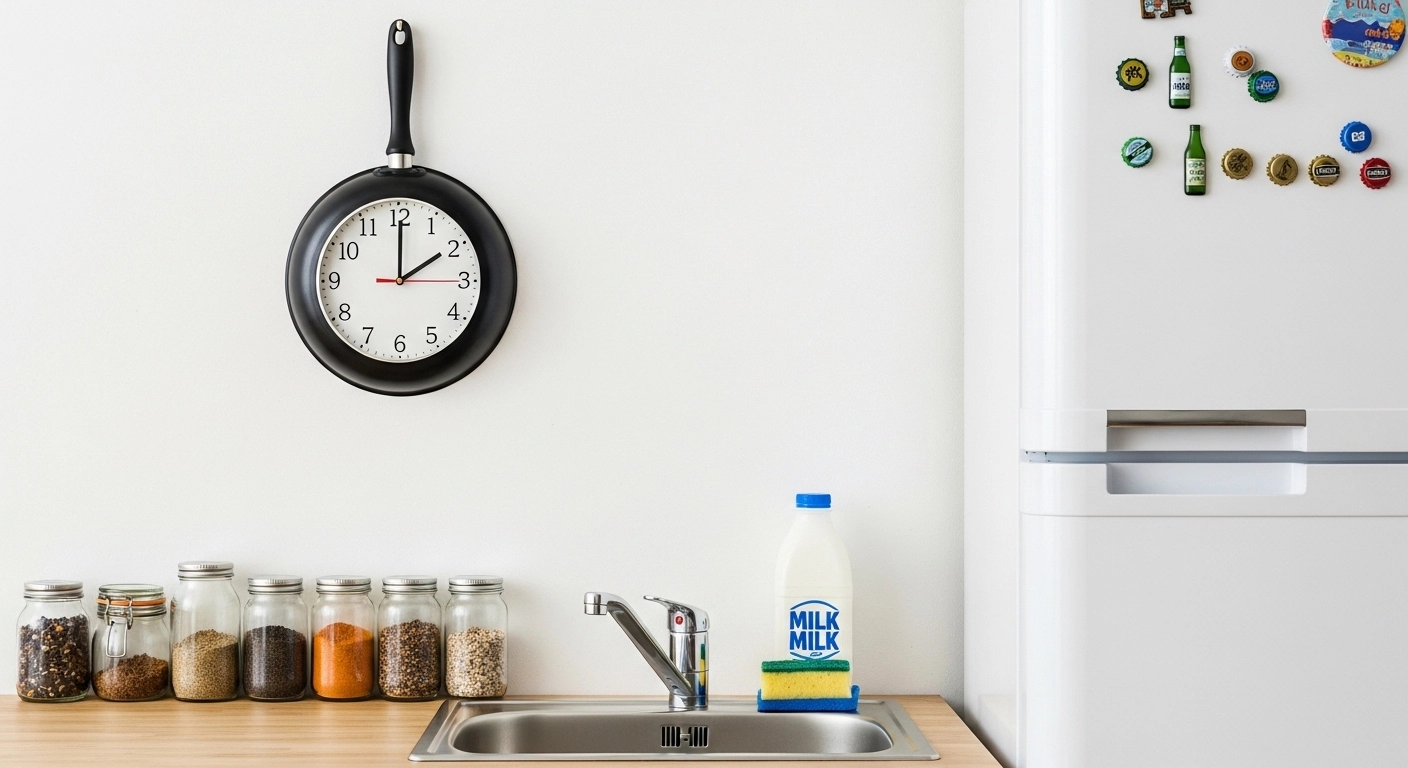 분리수거함 털어서 주방 정리 끝! 돈 버는 주방 업사이클링 꿀팁 5가지 (프라이팬 시계, 우유팩 수납)