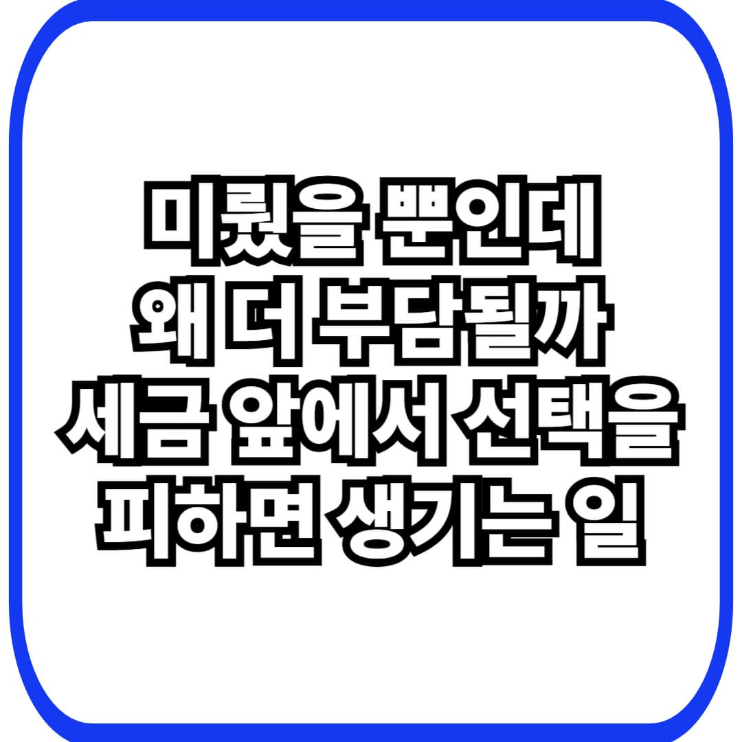 세금과 선택의 착각: 선택을 미룰수록 부담이 커지는 이유