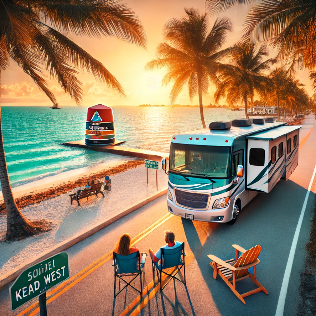 키웨스트에서 캠핑카로 여행하는 모습이 담긴 사진