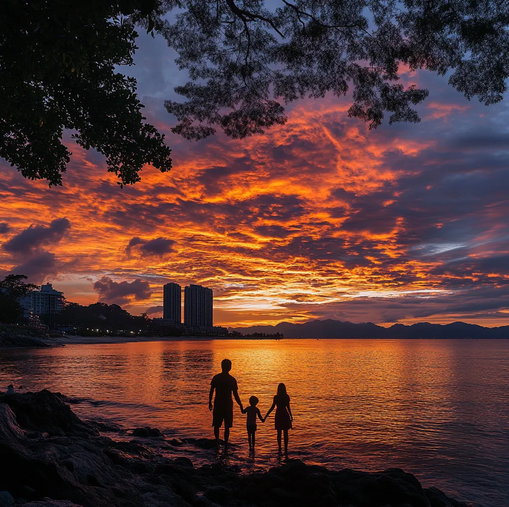코타키나발루에서-석양보는-한국인-가족-06