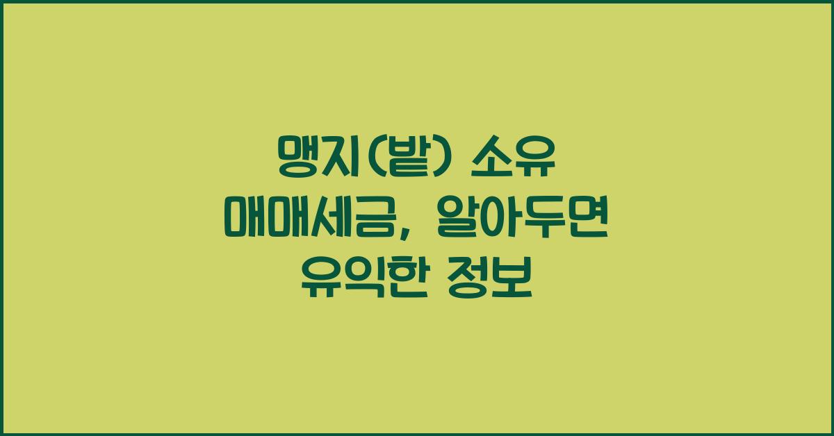 맹지(밭) 소유 매매시의 세금