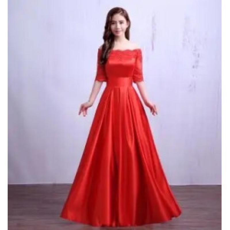 빨간 10 합창단 무대복 프롬 드레스 공연 새틴 연주