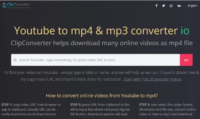 clipconverter 메인화면