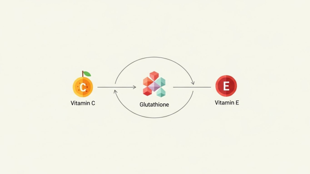글루타치온·비타민C·비타민E 항산화 네트워크 그림