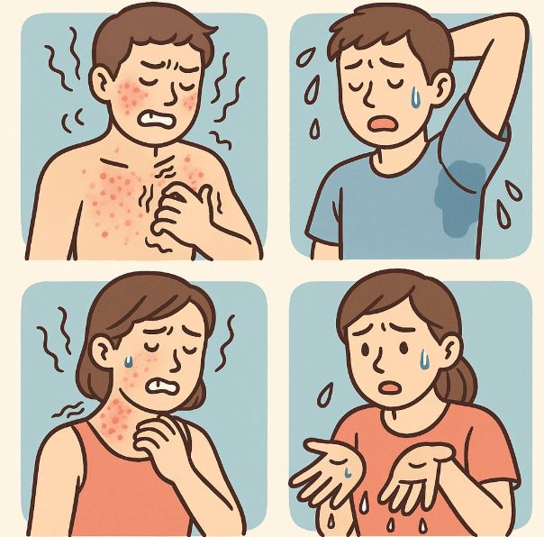 땀띠와 다한증 관련 이미지