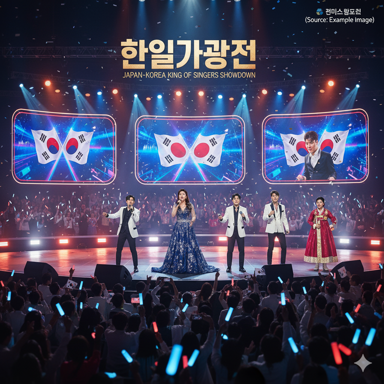 ▲ '한일가왕전'에서 멋진 무대를 선보이는 한국 대표 가수들 (예시 이미지)