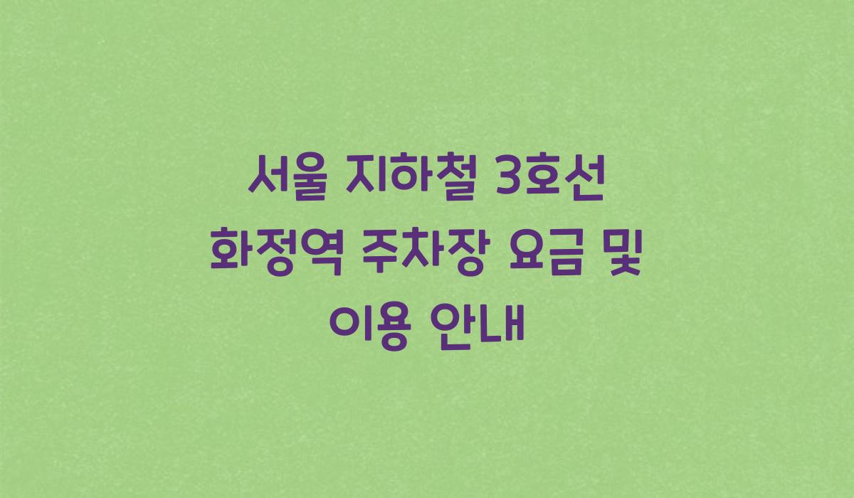서울 지하철 3호선 화정역 주차장