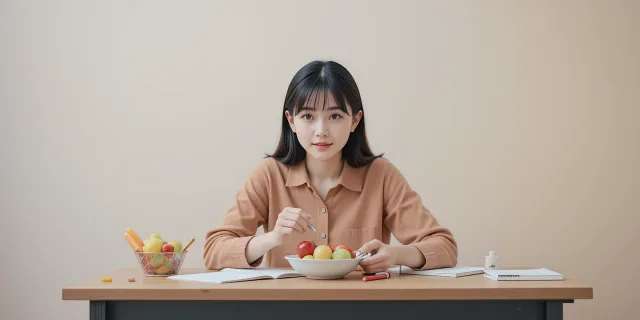 과일 섭취와 소량 보충제의 균형을 보여주는 식단 모습