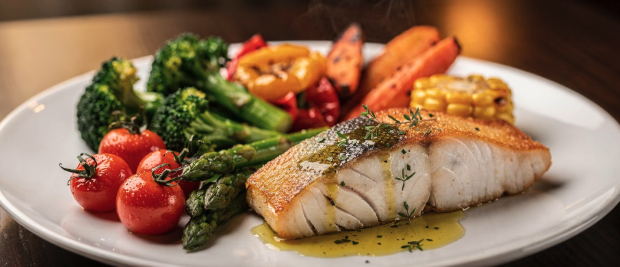 간에 좋은 연어 와 셀러드 채소