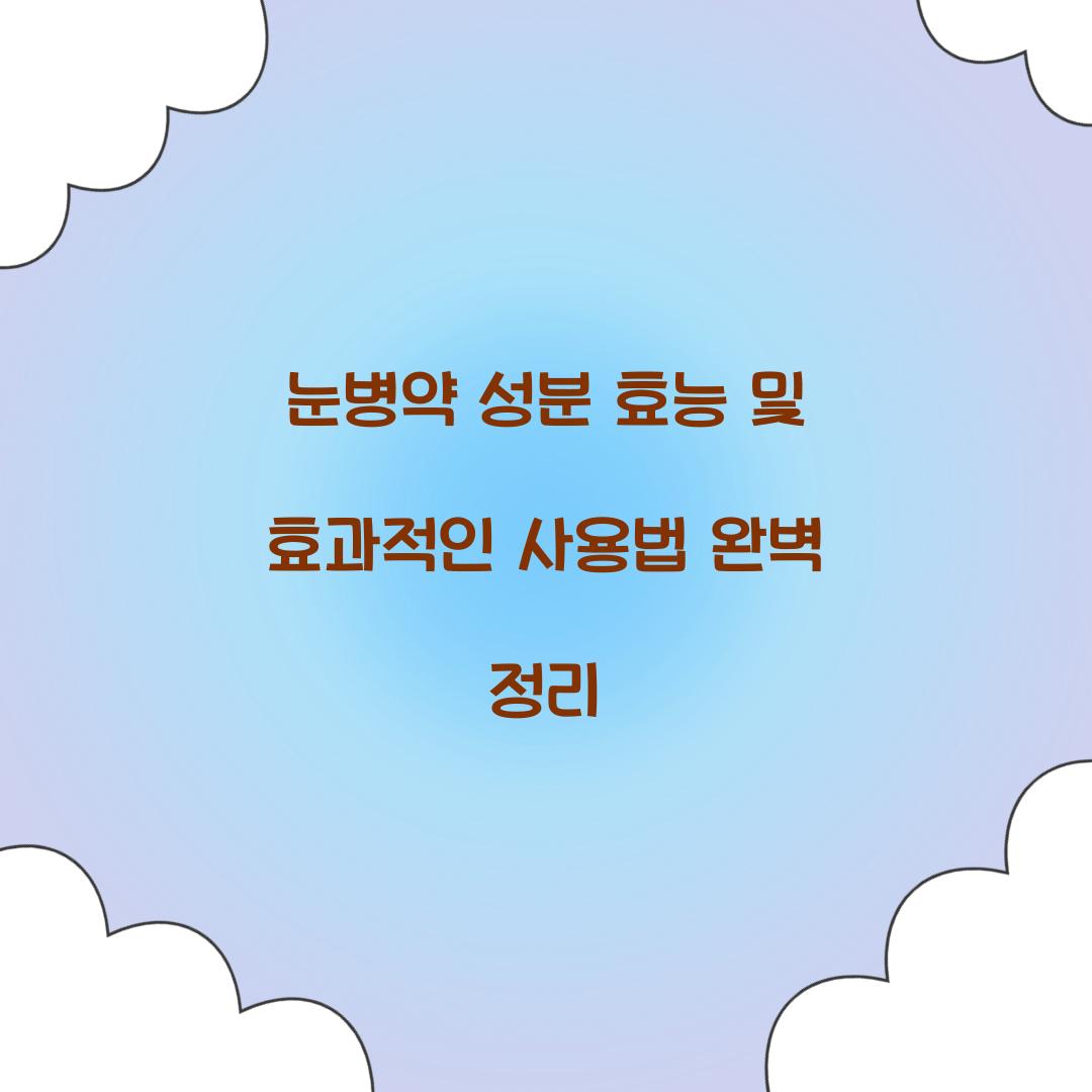 눈병약 성분 효능