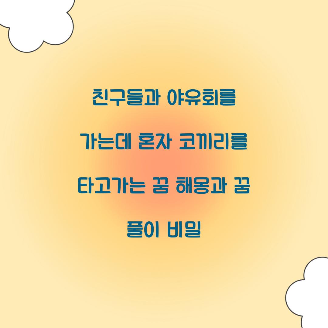 친구들과 야유회를 가는데 혼자 코끼리를 타고가는 꿈 풀이 해몽 해석