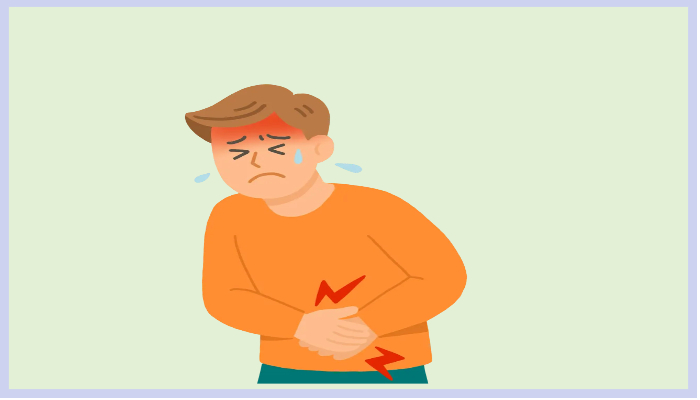 배아파하는 식중독 환자 일러스트